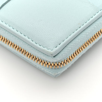 Bottega Veneta Shiny Calfskin Maxi Intreccio Zip Around Wallet Teal Washed 11 of 12