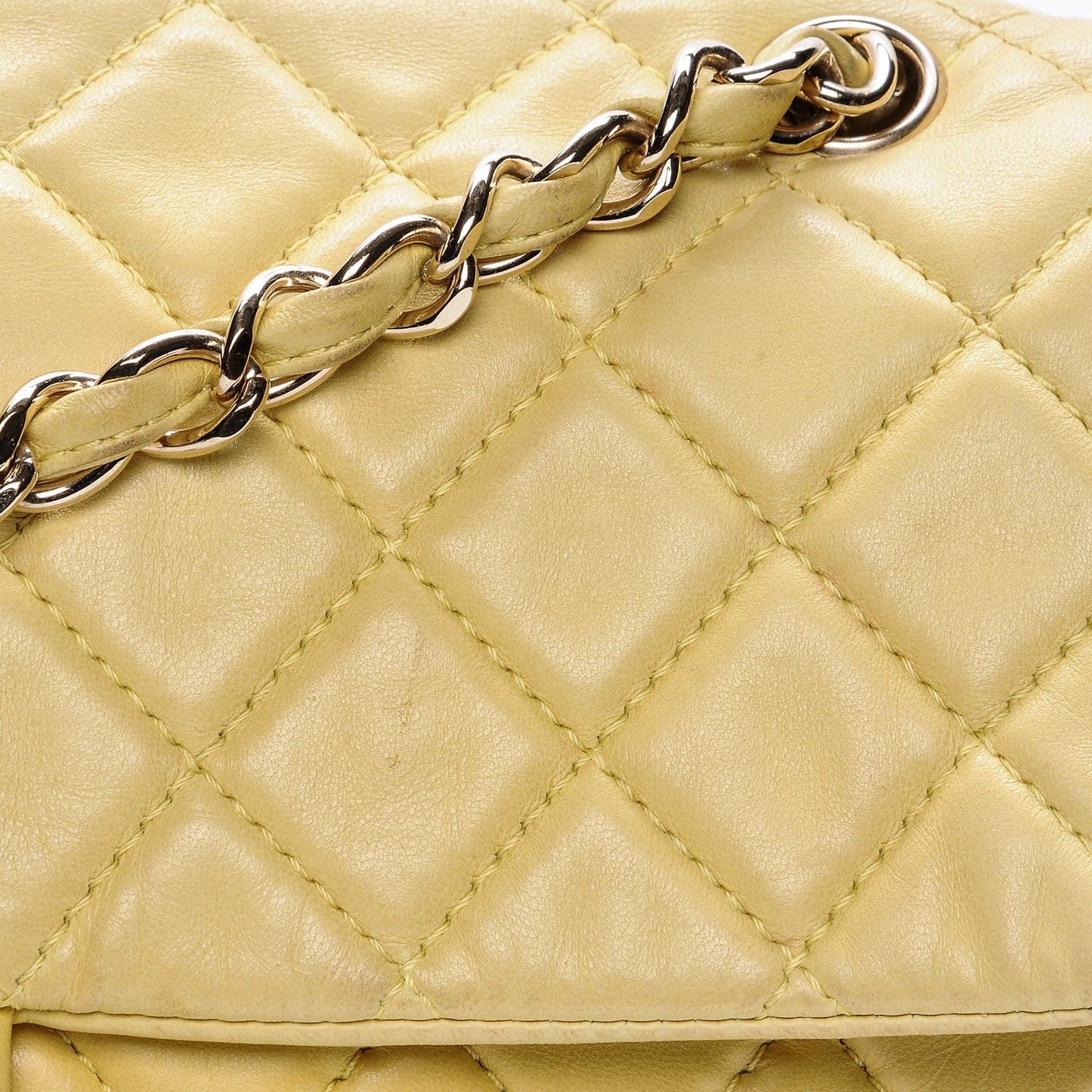 Lambskin Quilted Maxi Single Flap Yellow