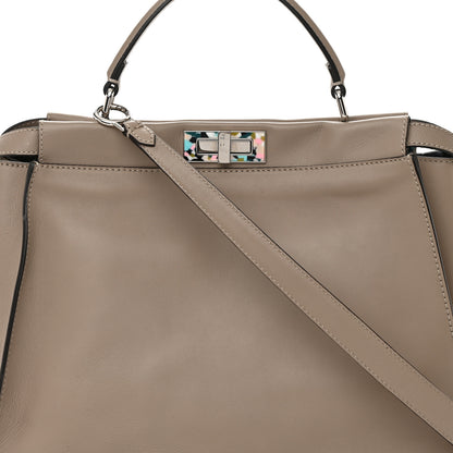 Fendi Vitello Seta Plexiglass Granite Large Peekaboo Iconic Satchel Tortora 9 of 18