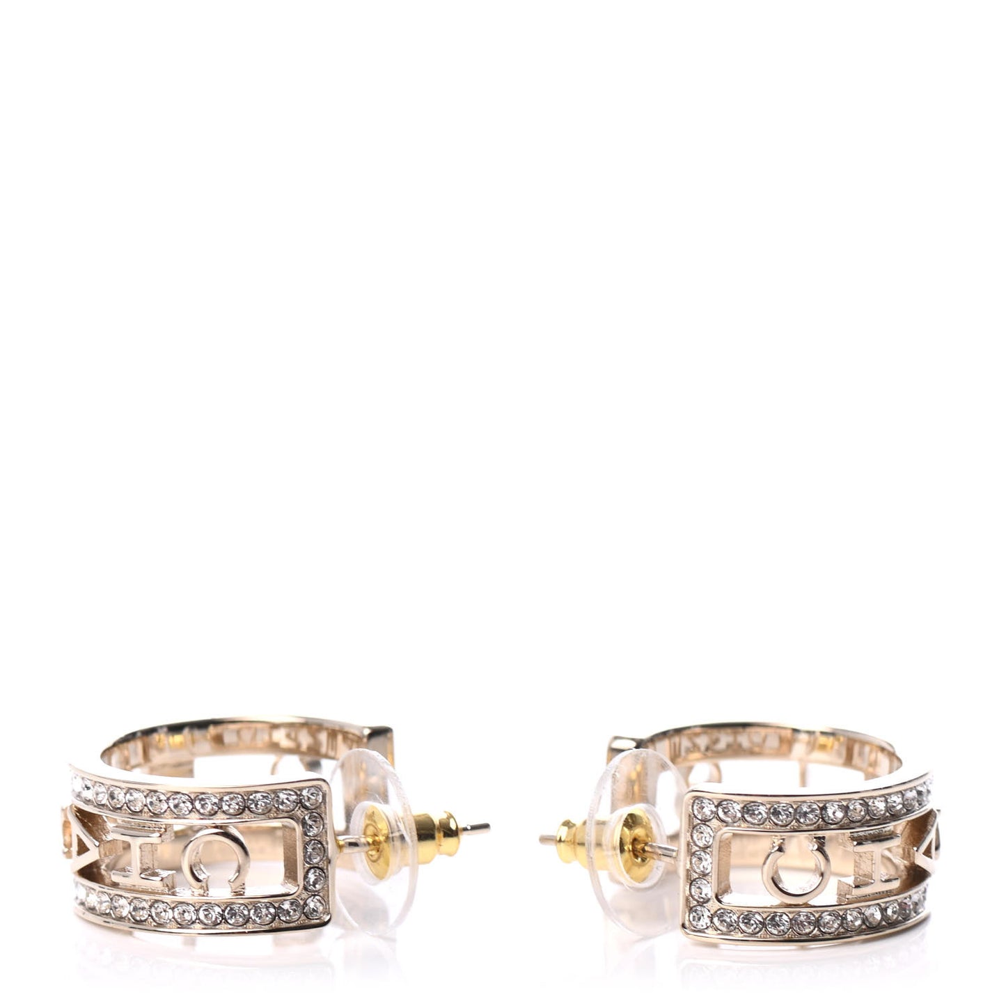 Metal Crystal Bow-tiful CC Hoop Earrings Gold