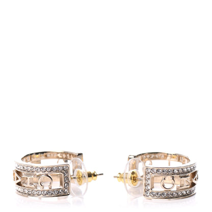 Chanel Metal Crystal Bow-tiful CC Hoop Earrings Gold 3 of 5