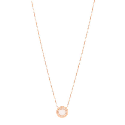 Tiffany 18K Rose Gold Diamond Mother of Pearl Small T Circle Pendant Necklace 1 of 5