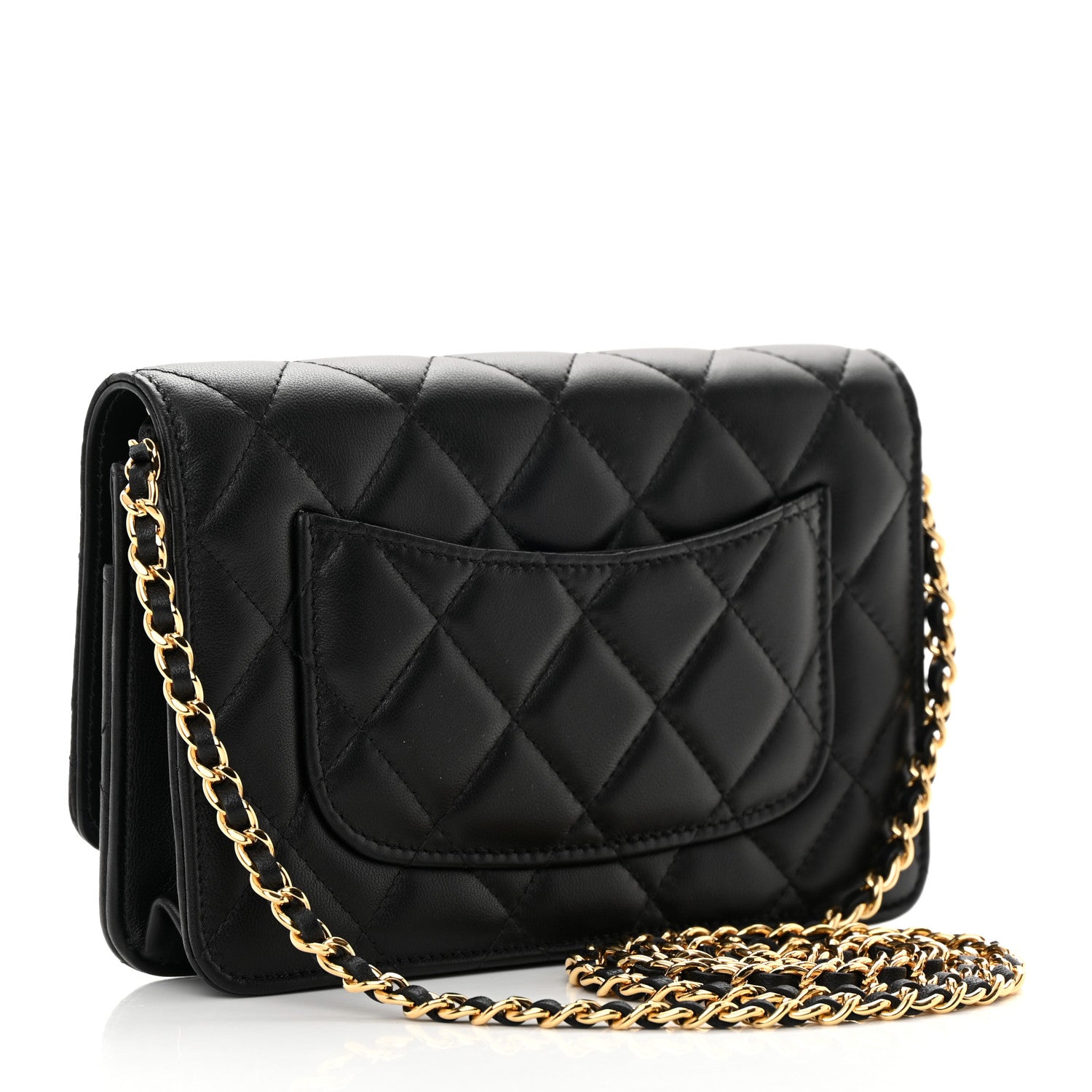 Chanel Lambskin Quilted Twisted CC Wallet On Chain WOC Black 3 of 14