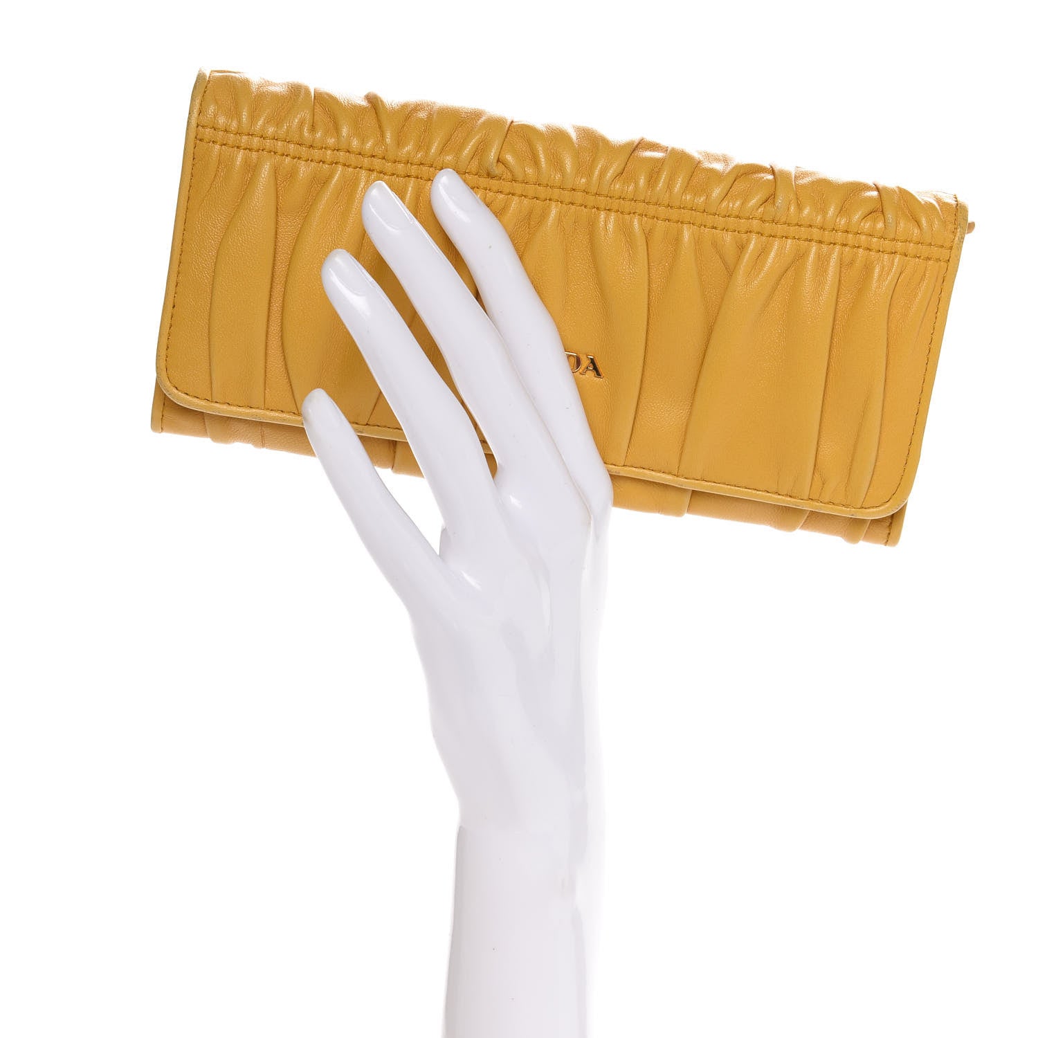 Prada Nappa Gaufre Continental Wallet Ginestra 2 of 16