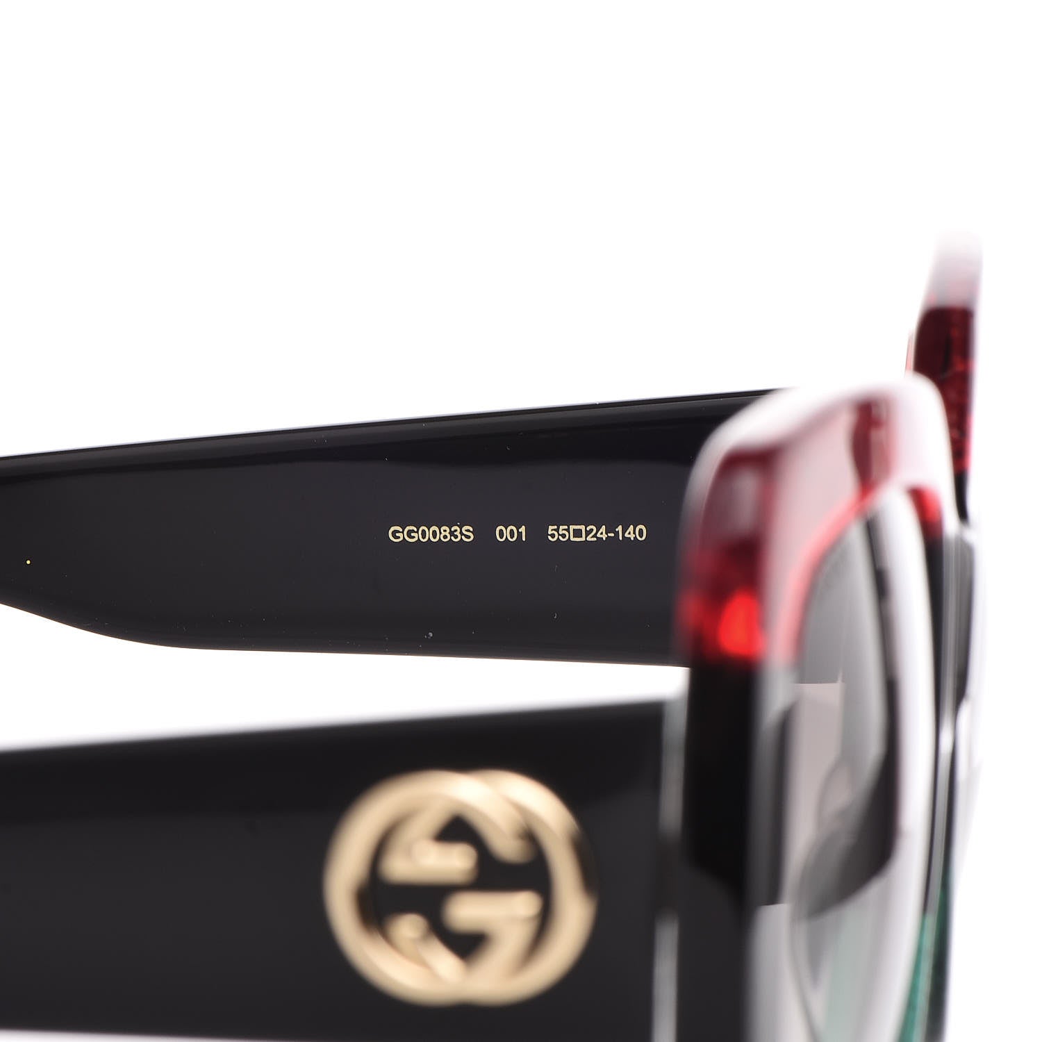 Gucci Square Frame GG0083S Sunglasses Glitter Red Black Green 7 of 7