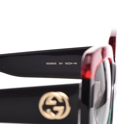 Gucci Square Frame GG0083S Sunglasses Glitter Red Black Green 7 of 7