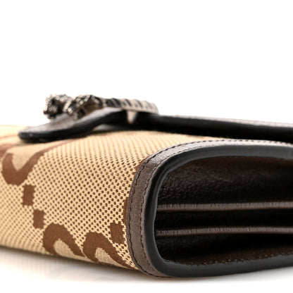 Gucci Monogram Jumbo GG Textured Dollar Calfskin Mini Dionysus Chain Wallet Camel Ebony New Acero 10 of 11