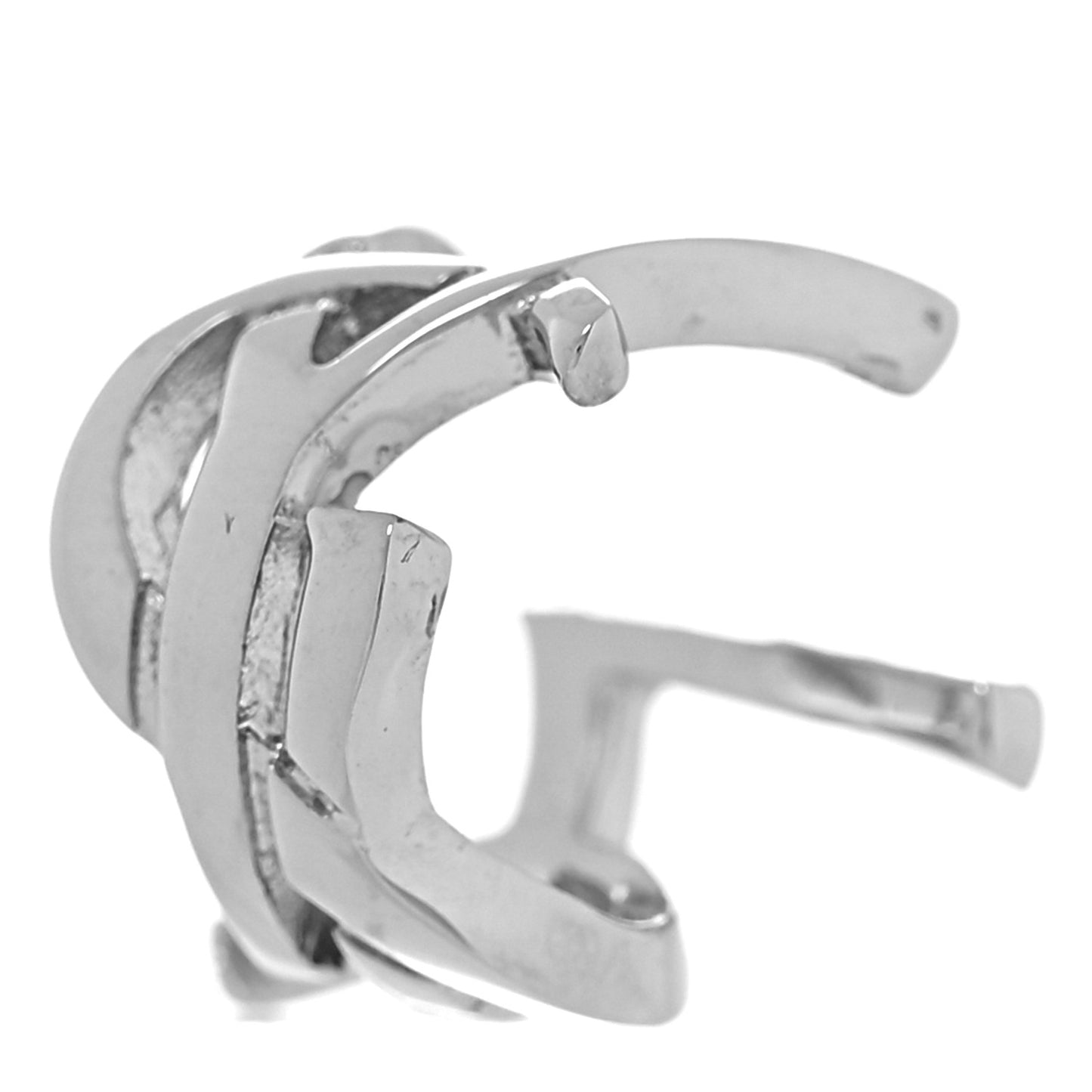 Metal Small Cassandre YSL Logo Ear Cuff Earring Silver