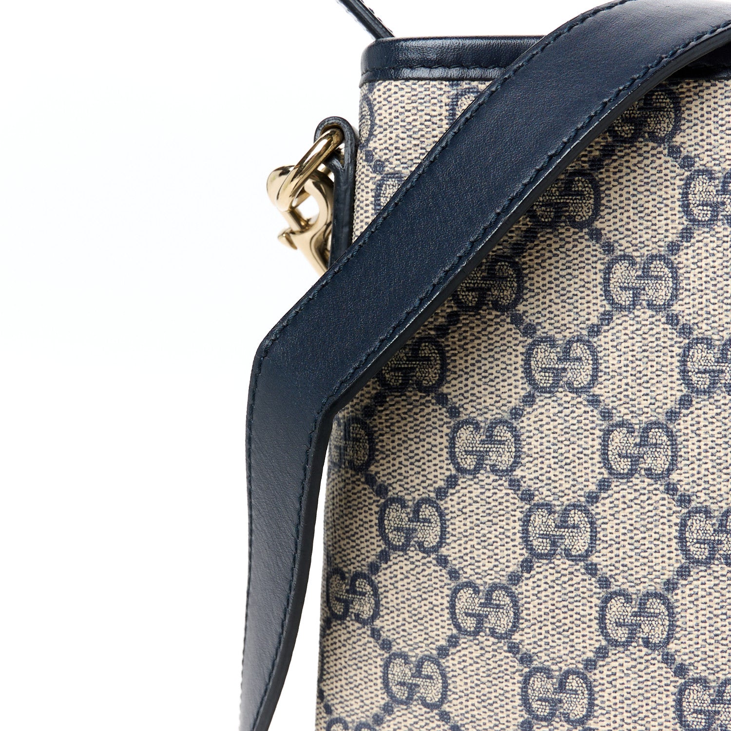 Gucci GG Plus Monogram Medium Flat Messenger Bag Navy 12 of 12