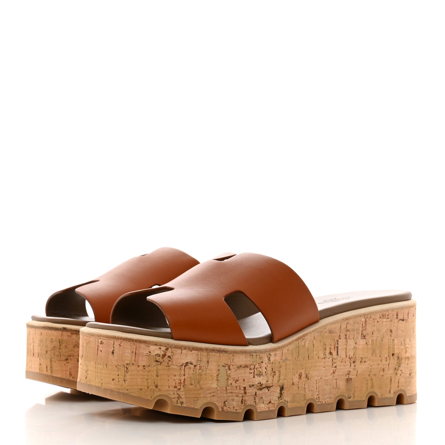 Hermes Calfskin Cork Eze 30 Sandals 37 Marron Glaise 3 of 9