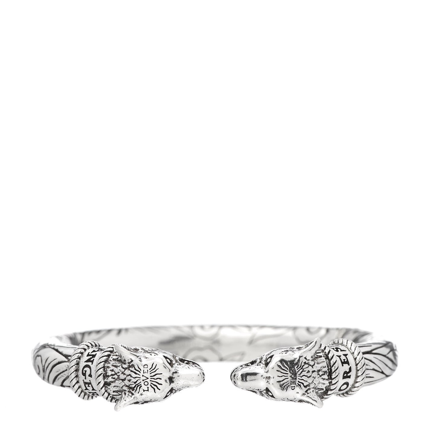 Sterling Silver Anger Forest Wolf Cuff Bracelet