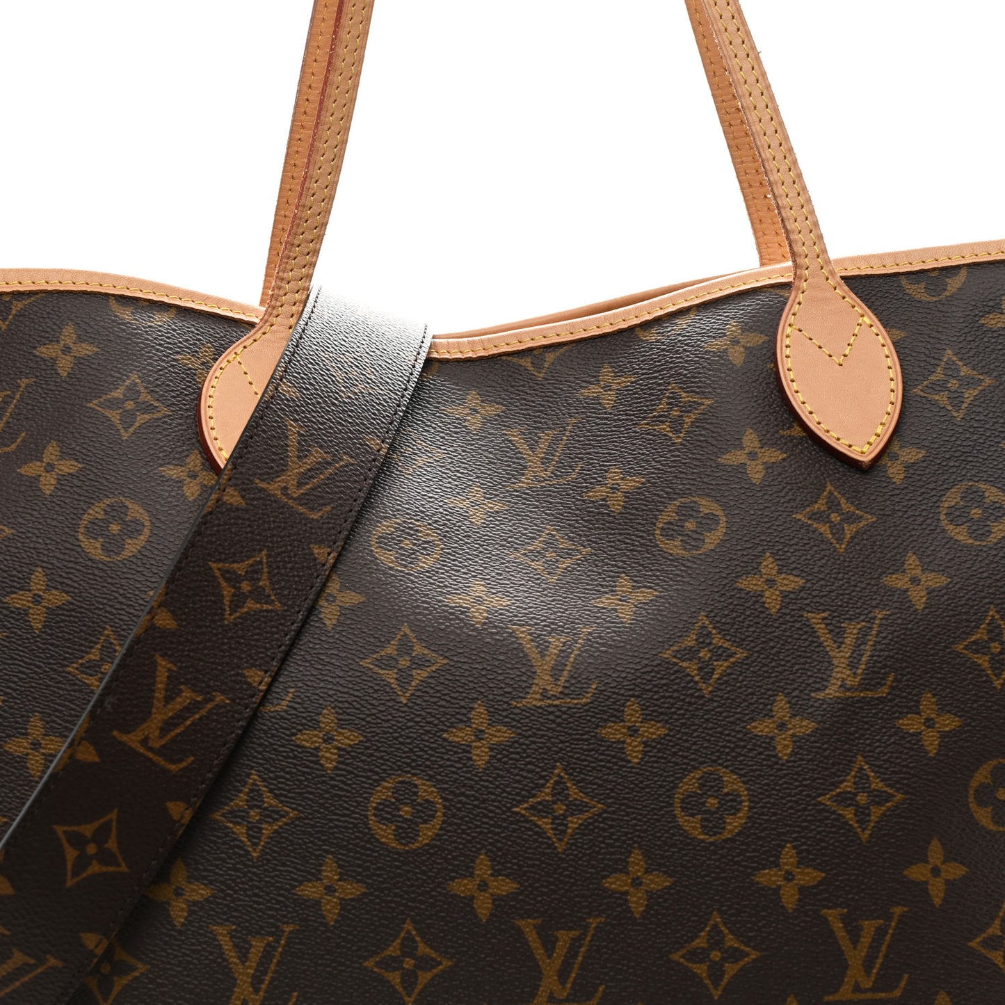 Monogram Stamped Inside Out Neverfull Bandouliere GM Beige