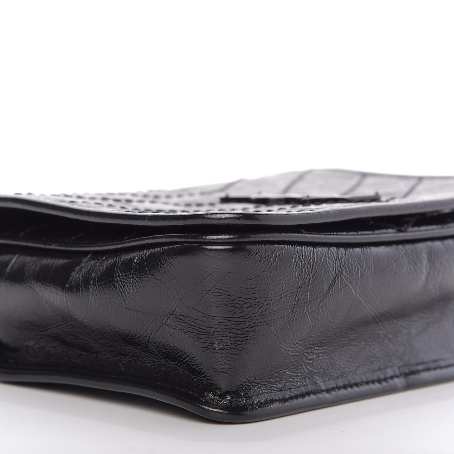 Crinkled Calfskin Matelasse Monogram Niki Chain Wallet Black