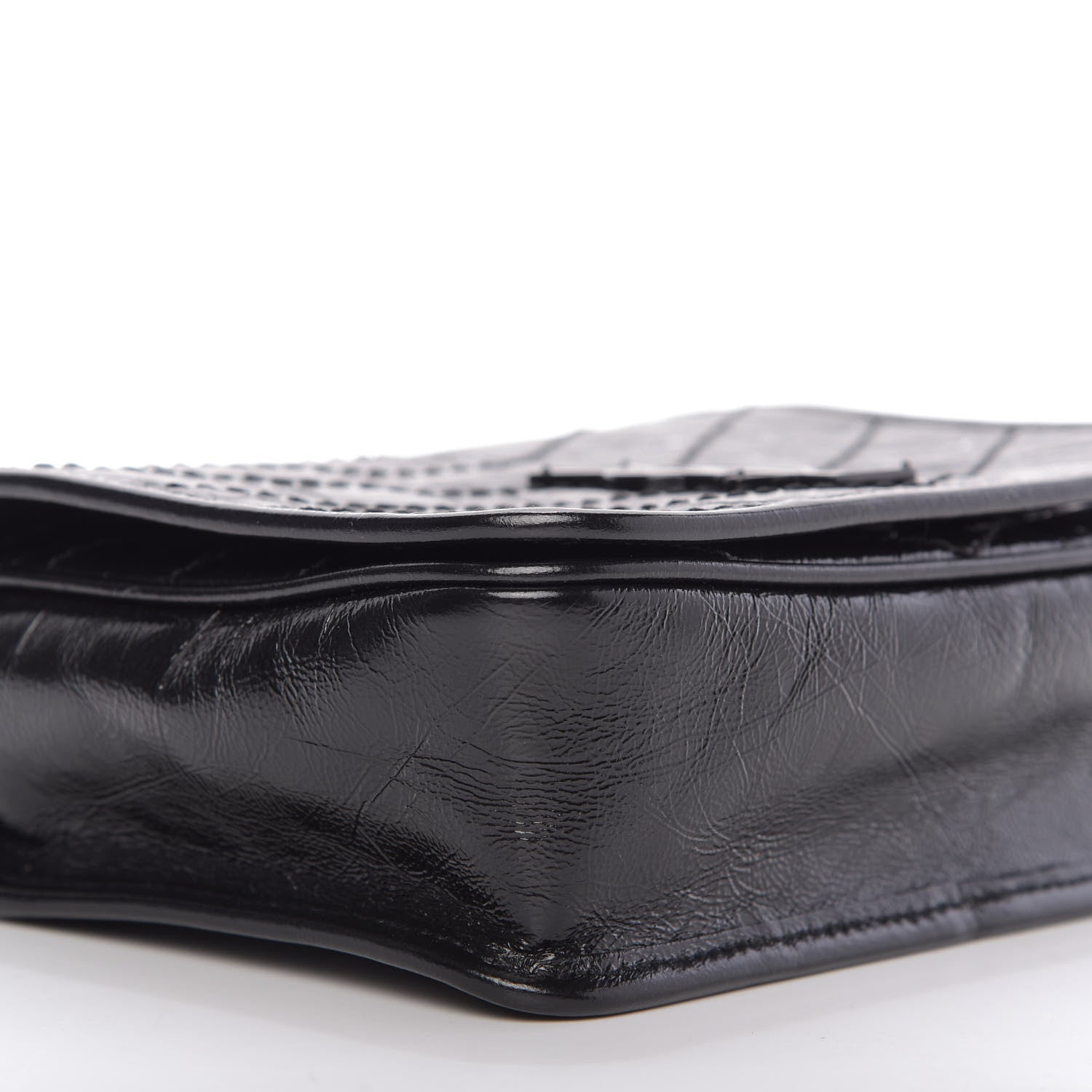 Saint Laurent Crinkled Calfskin Matelasse Monogram Niki Chain Wallet Black 6 of 9