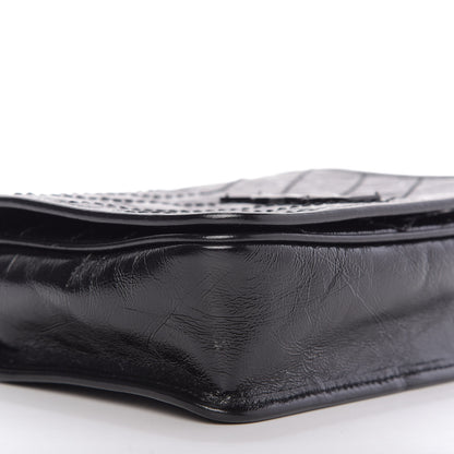 Saint Laurent Crinkled Calfskin Matelasse Monogram Niki Chain Wallet Black 6 of 9