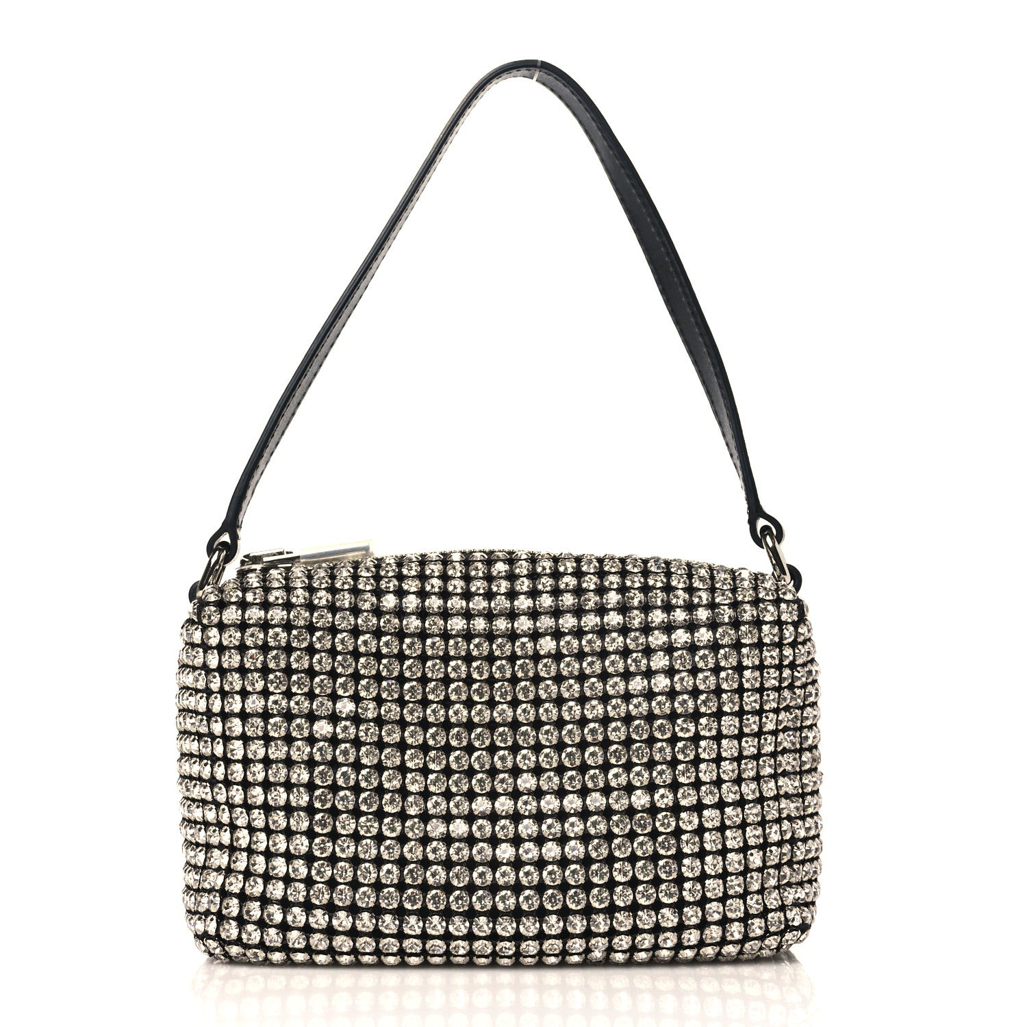 Alexander Wang Mesh Crystal Rhinestone Mini Heiress Pouch Black Silver 1 of 8