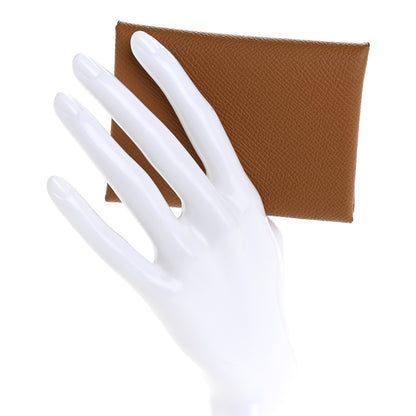 Hermes Epsom Calvi Duo Card Case Gold 2 of 8