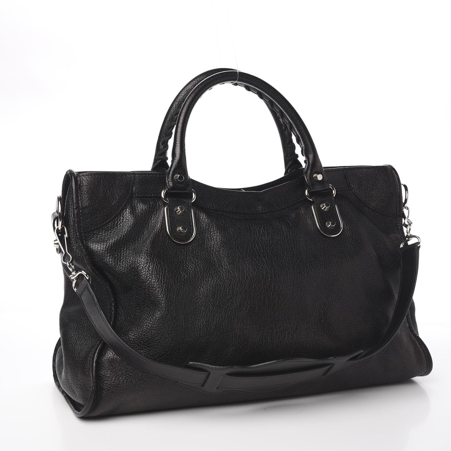 Chevre Silver Metallic Edge Hardware City Black
