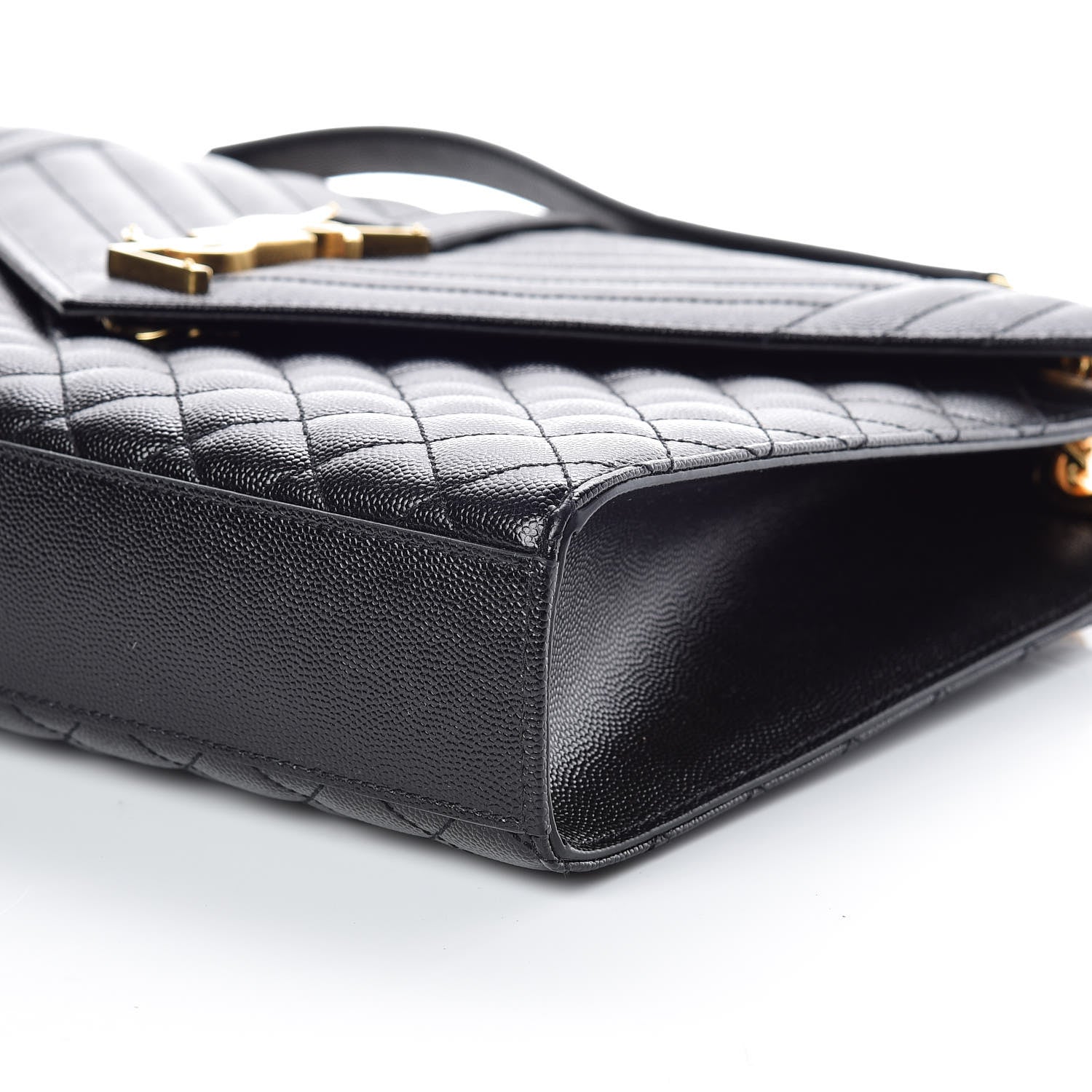 Saint Laurent Grain De Poudre Textured Mixed Matelasse Large Triquilt Monogram Satchel Black 6 of 10