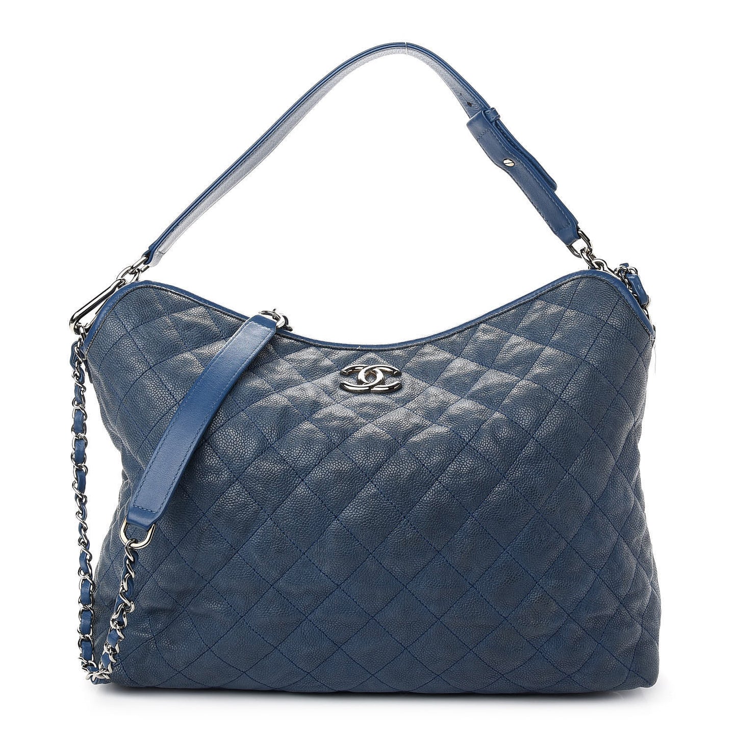 Caviar Quilted French Riviera Hobo Blue