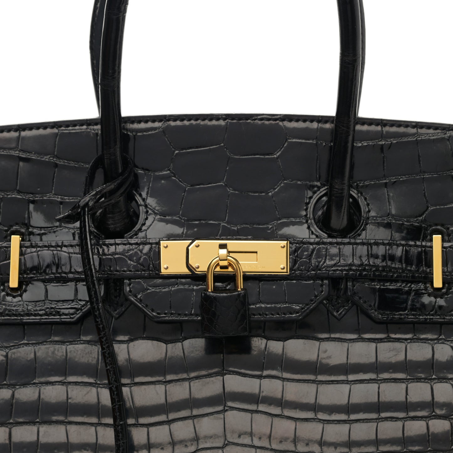 Shiny Porosus Crocodile Birkin 35 Black