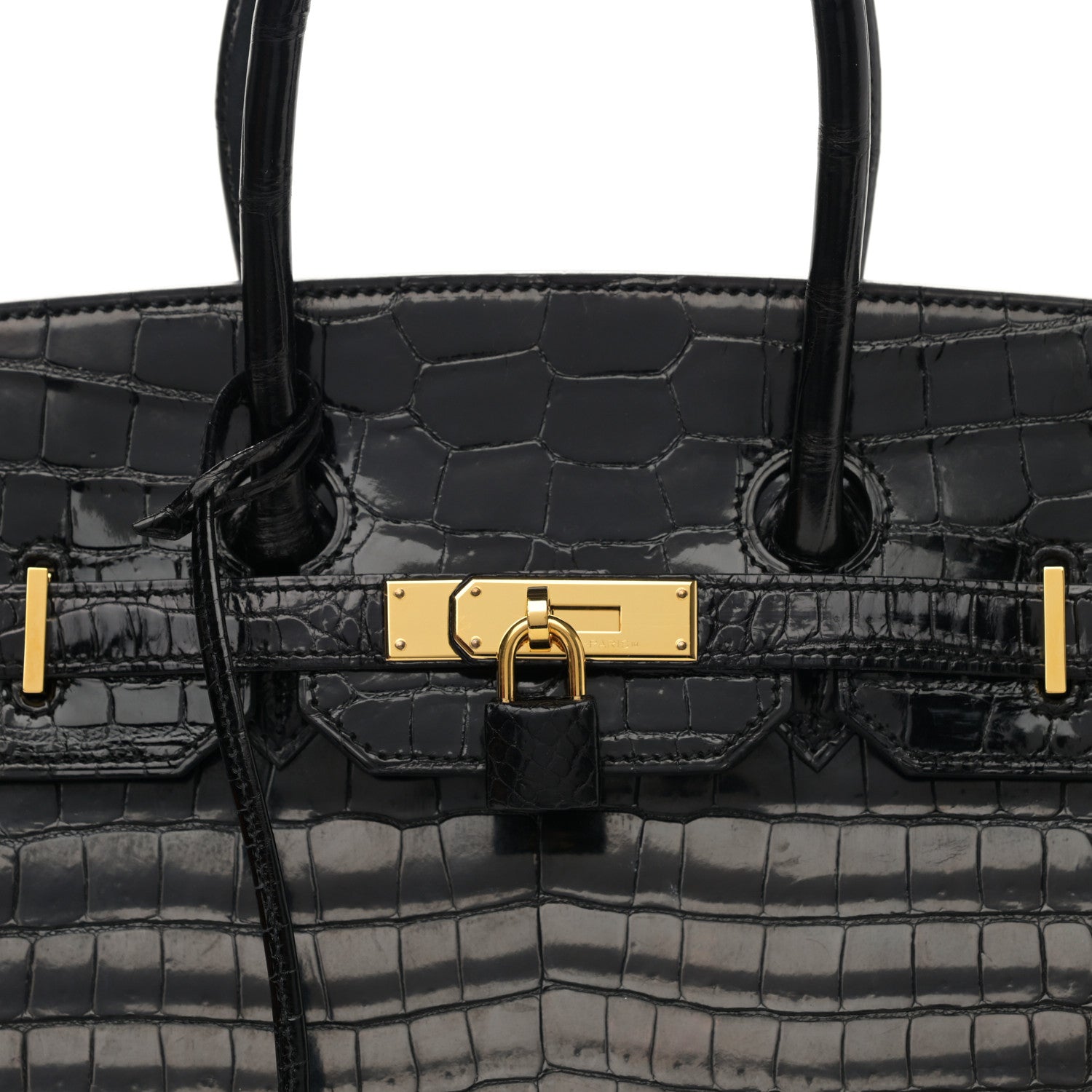 Hermes Shiny Porosus Crocodile Birkin 35 Black 8 of 12