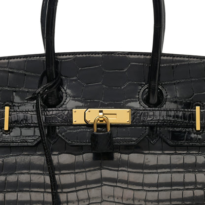 Hermes Shiny Porosus Crocodile Birkin 35 Black 8 of 12