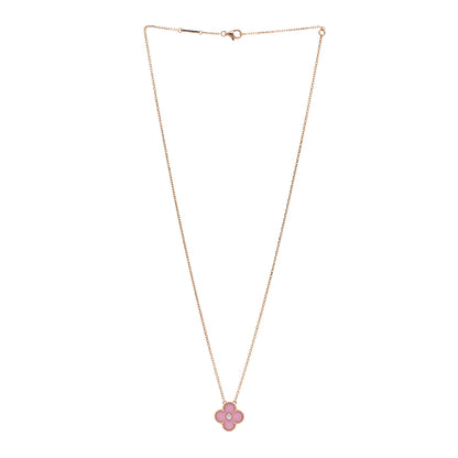 Van Cleef & Arpels VAN CLEEF & ARPELS 18K Rose Gold Diamond Pink Porcelain Vintage Alhambra Pendant Necklace 3 of 6