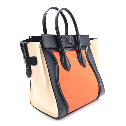 Celine Elephant Calfskin Mini Tri-Color Luggage Bright Orange 3 of 10