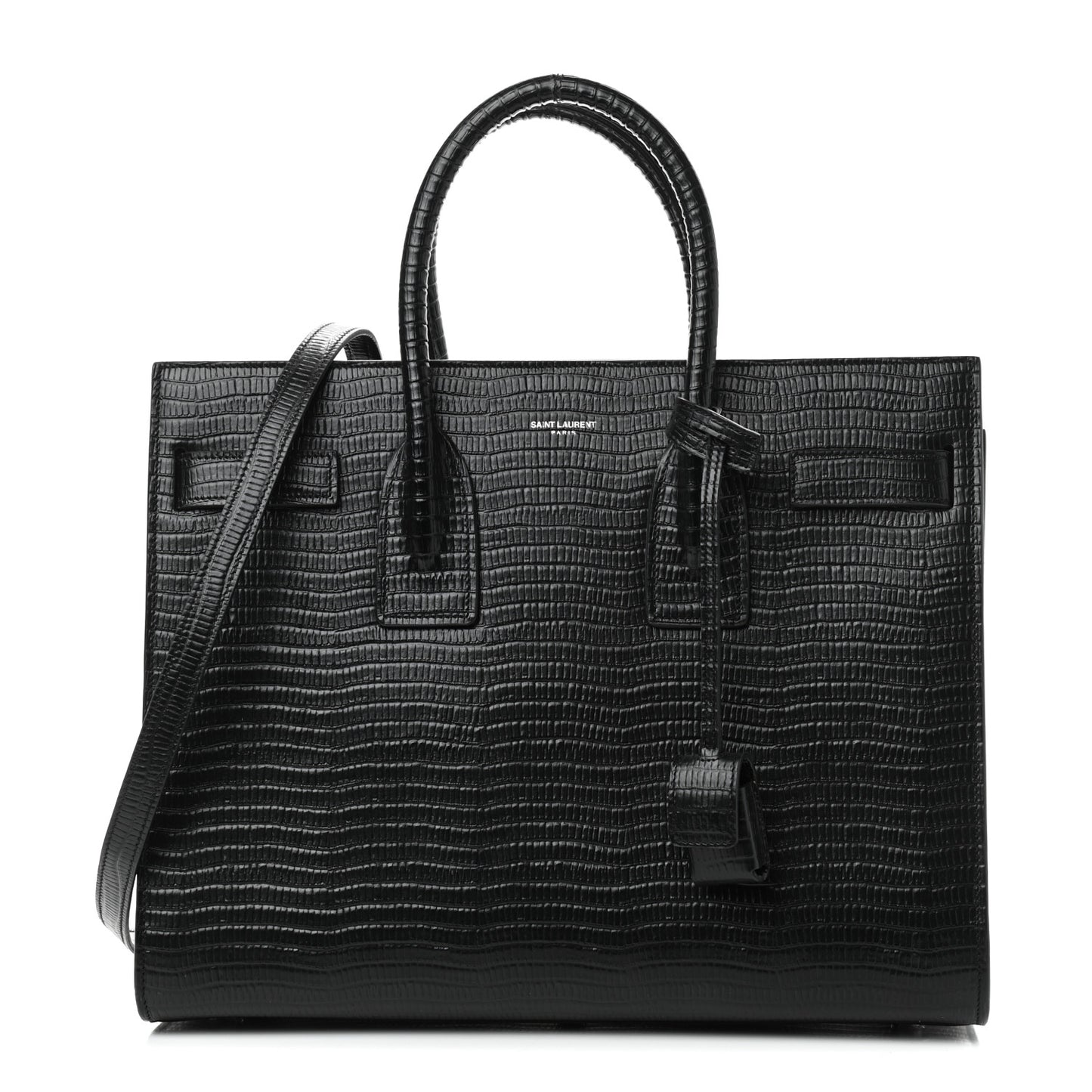 Lizard Embossed Calfskin Small Sac De Jour Black