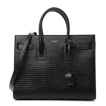 Saint Laurent Lizard Embossed Calfskin Small Sac De Jour Black 1 of 8