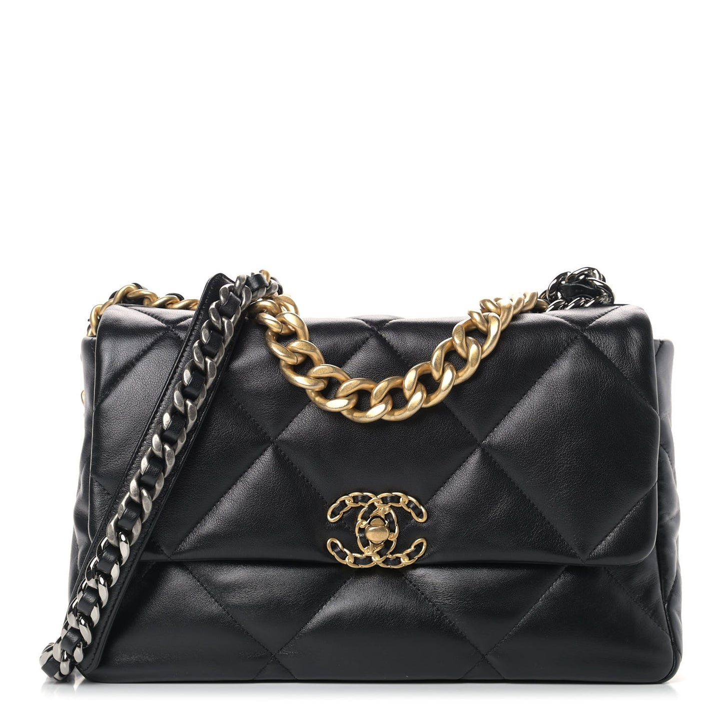 Lambskin Quilted Large Chanel 19 Flap Black