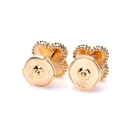 Van Cleef & Arpels 18K Yellow Gold Mother of Pearl Sweet Alhambra Earrings 3 of 5