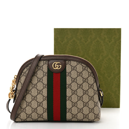Gucci GG Supreme Monogram Textured Dollar Calfskin Web Small Ophidia Dome Shoulder Bag Beige Ebony New Acero 11 of 11