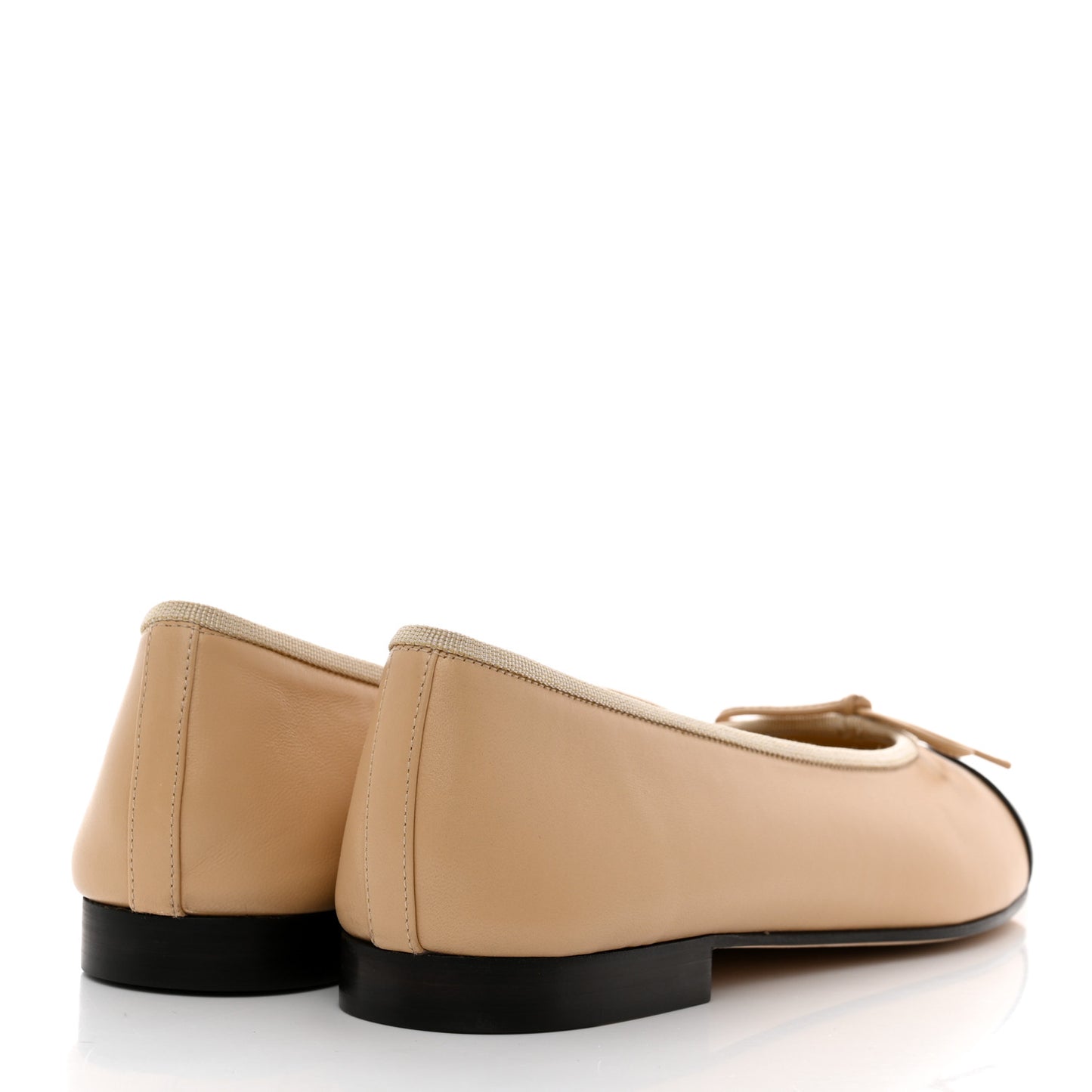Lambskin Cap Toe CC Ballerina Flats 40 Beige Black