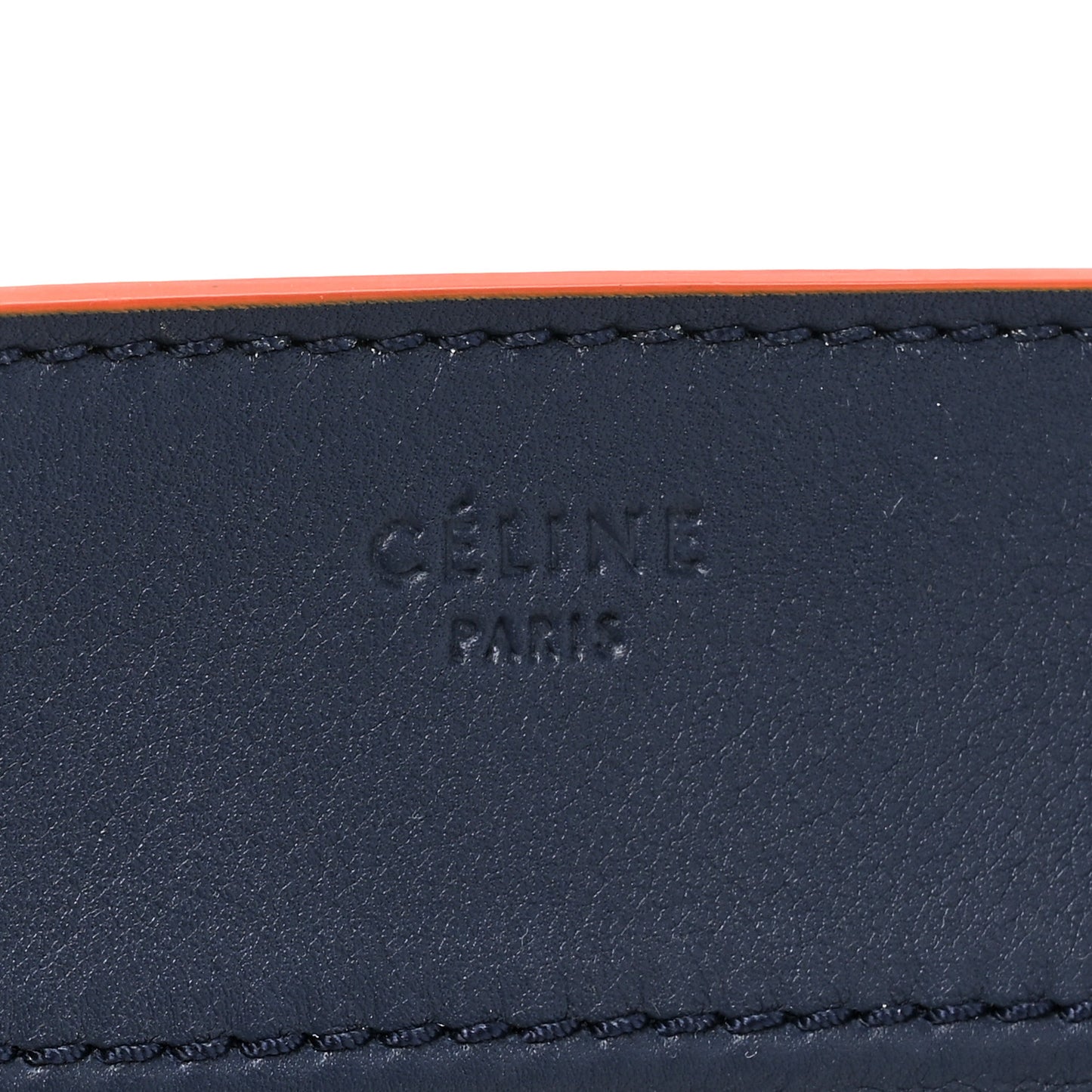 Supple Calfskin Large Phantom Luggage Navy Blue Orange