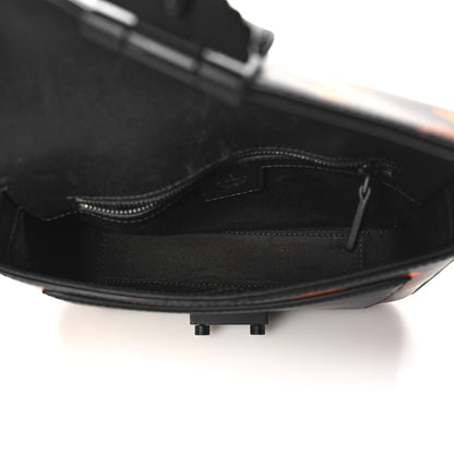 MCM Calfskin Color Splash Logo Crossbody Small Black Orange 5 of 13