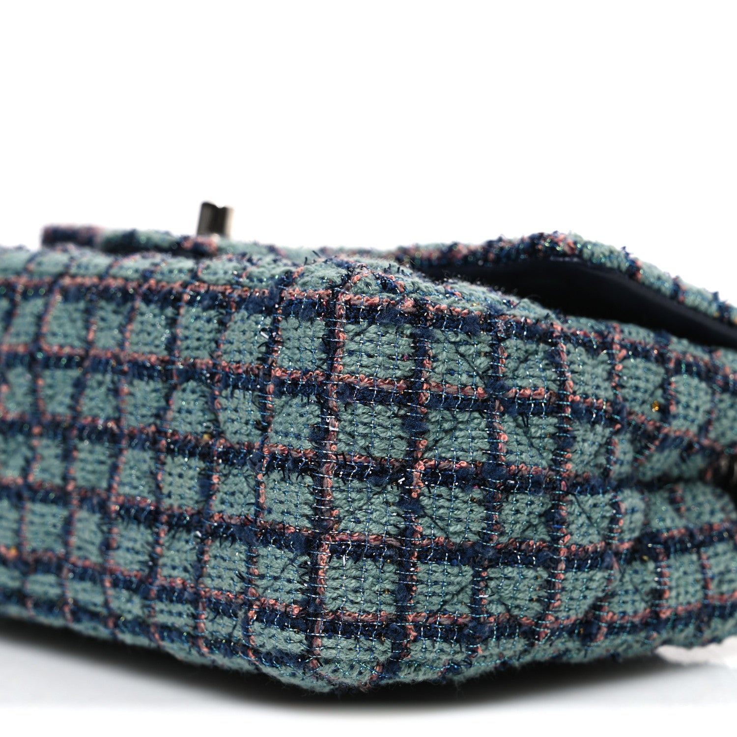 Chanel Tweed Quilted Mini Rectangular Flap Green Navy Dark Beige 10 of 10