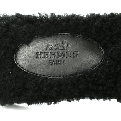 Hermes Woolskin Oran Sandals 37 Black 7 of 7