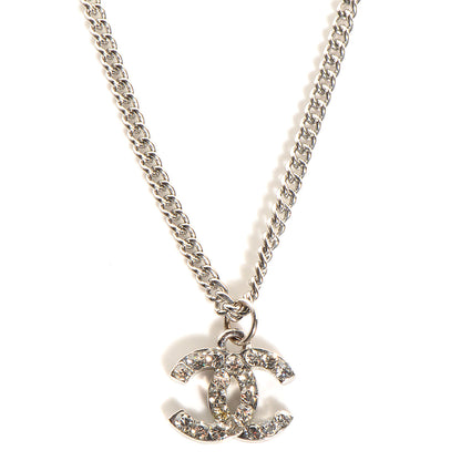 Chanel Crystal CC Timeless Necklace Silver 1 of 5