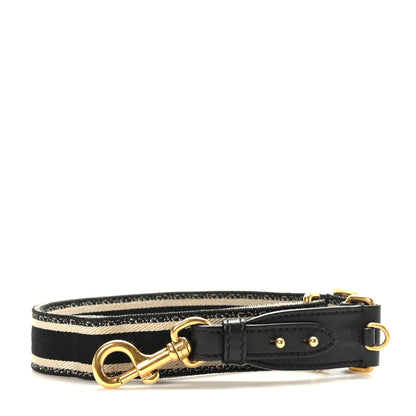 Christian Dior Canvas Embroidered Adjustable Shoulder Strap Black 1 of 4