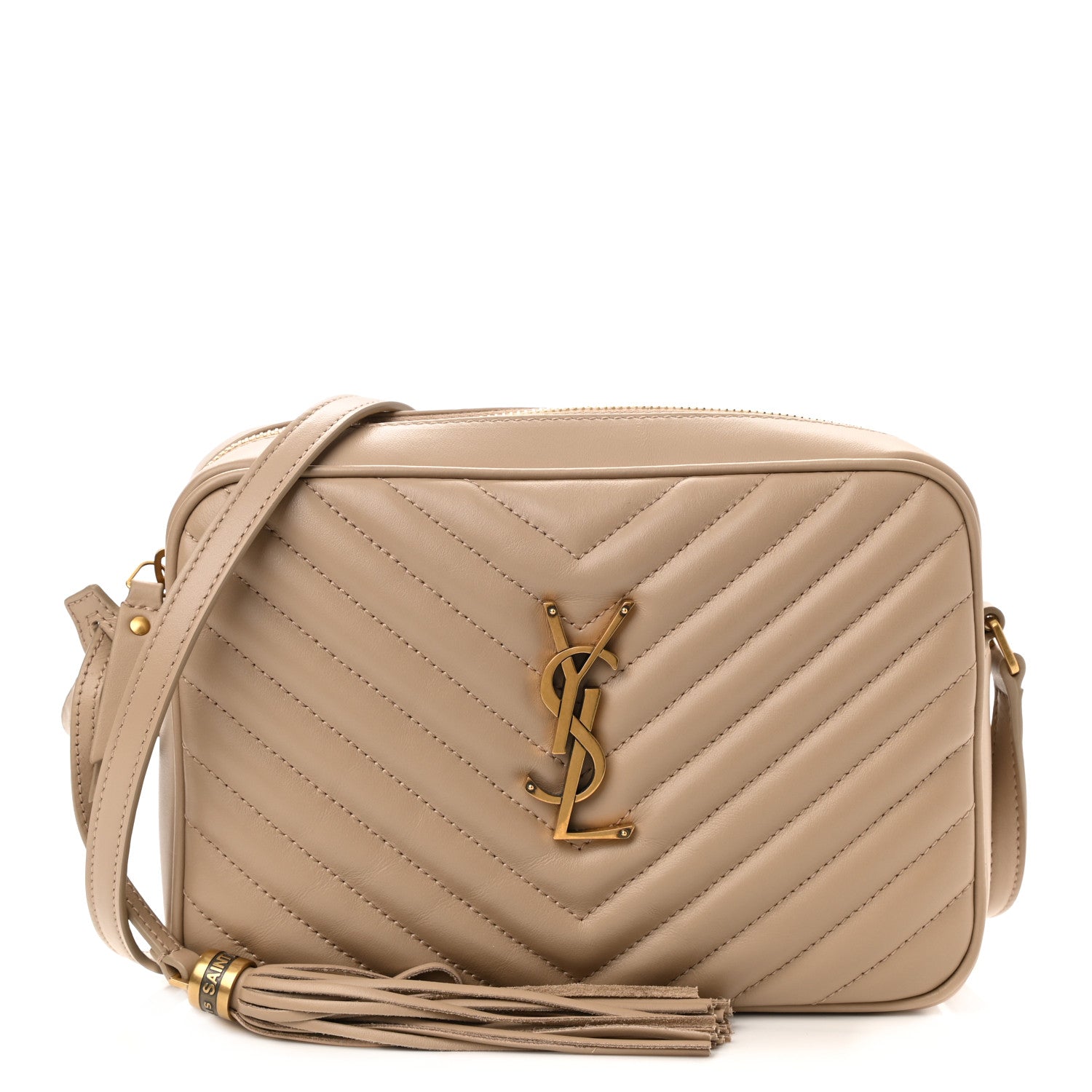Saint Laurent Calfskin Matelasse Monogram Lou Camera Bag Dark Beige 1 of 10