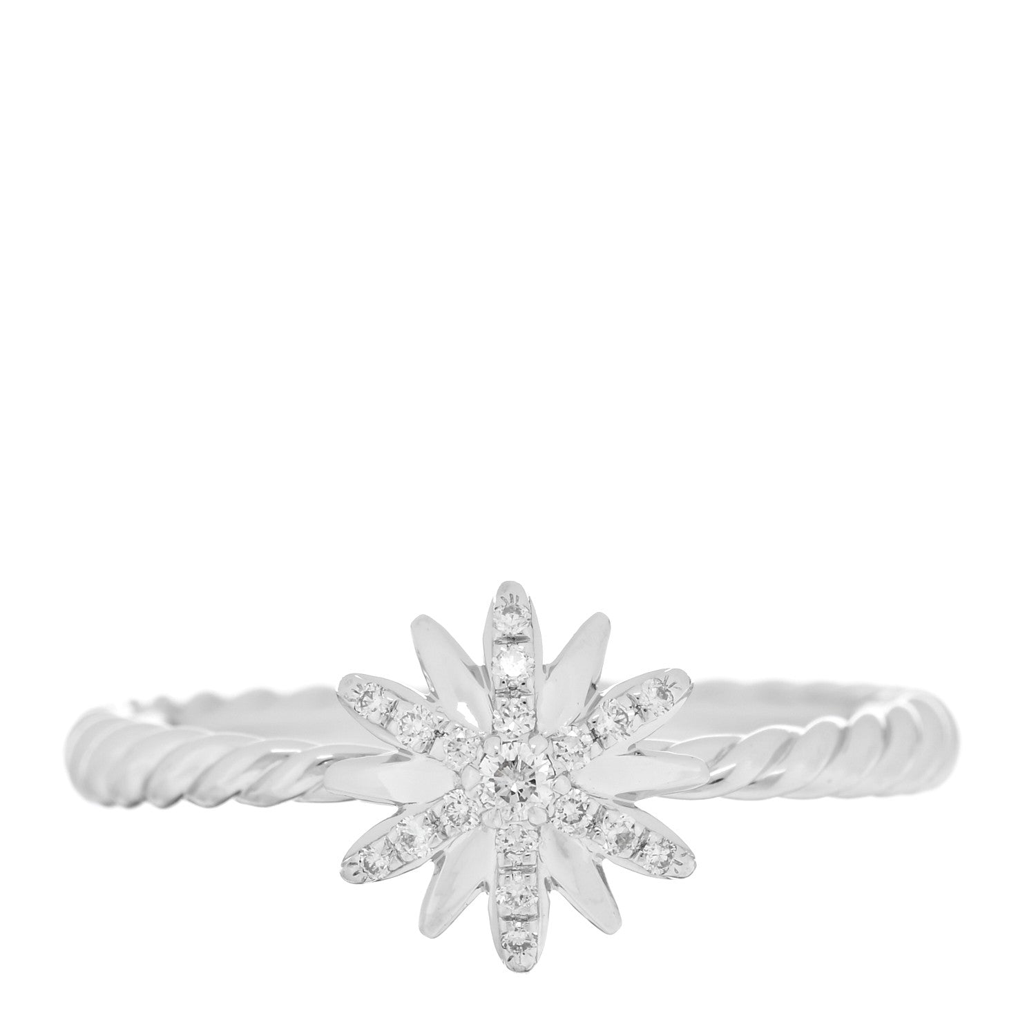 David Yurman Sterling Silver Diamond Petite Starburst Ring 56 7.75 1 of 5