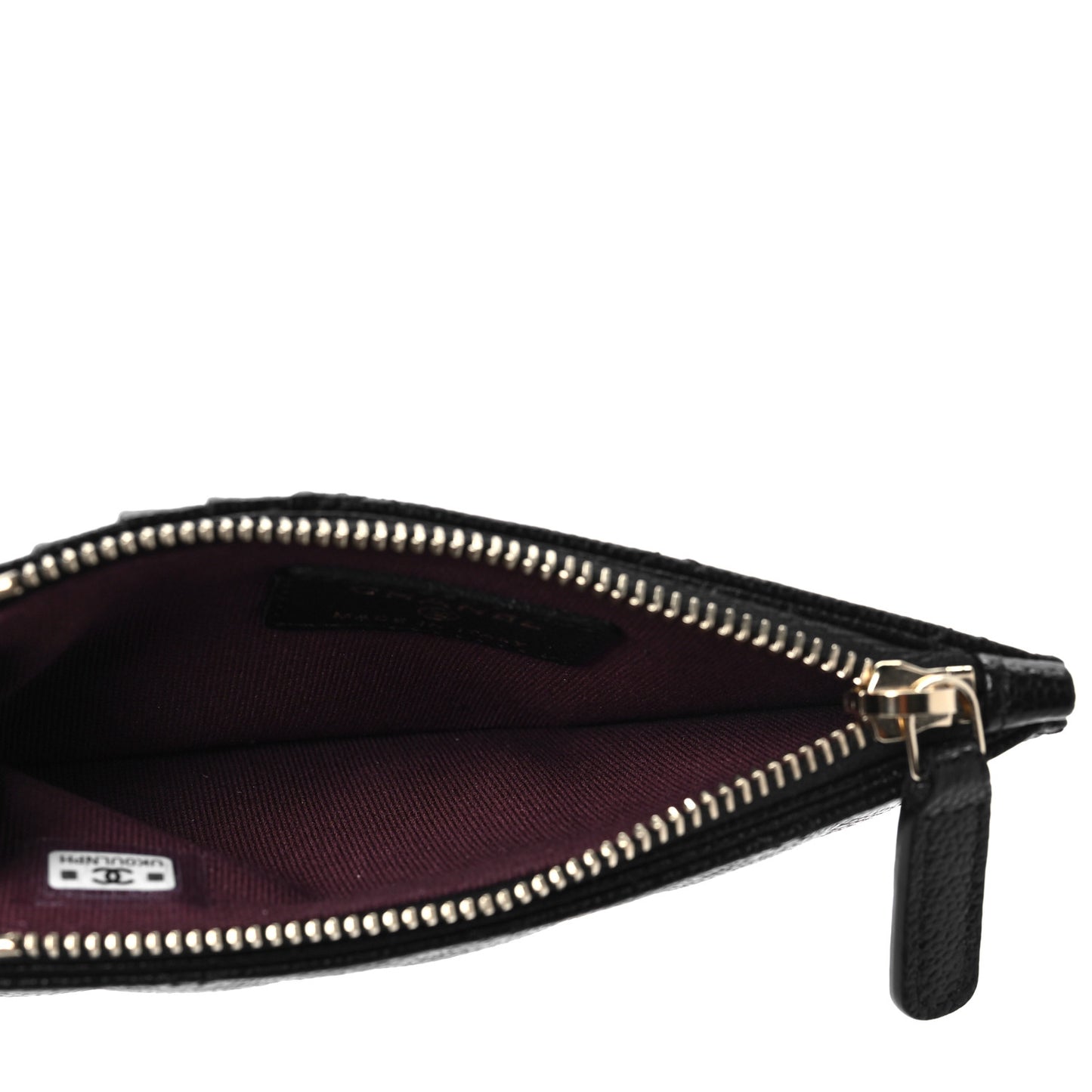 Caviar Quilted Flap Zip Card Holder Black