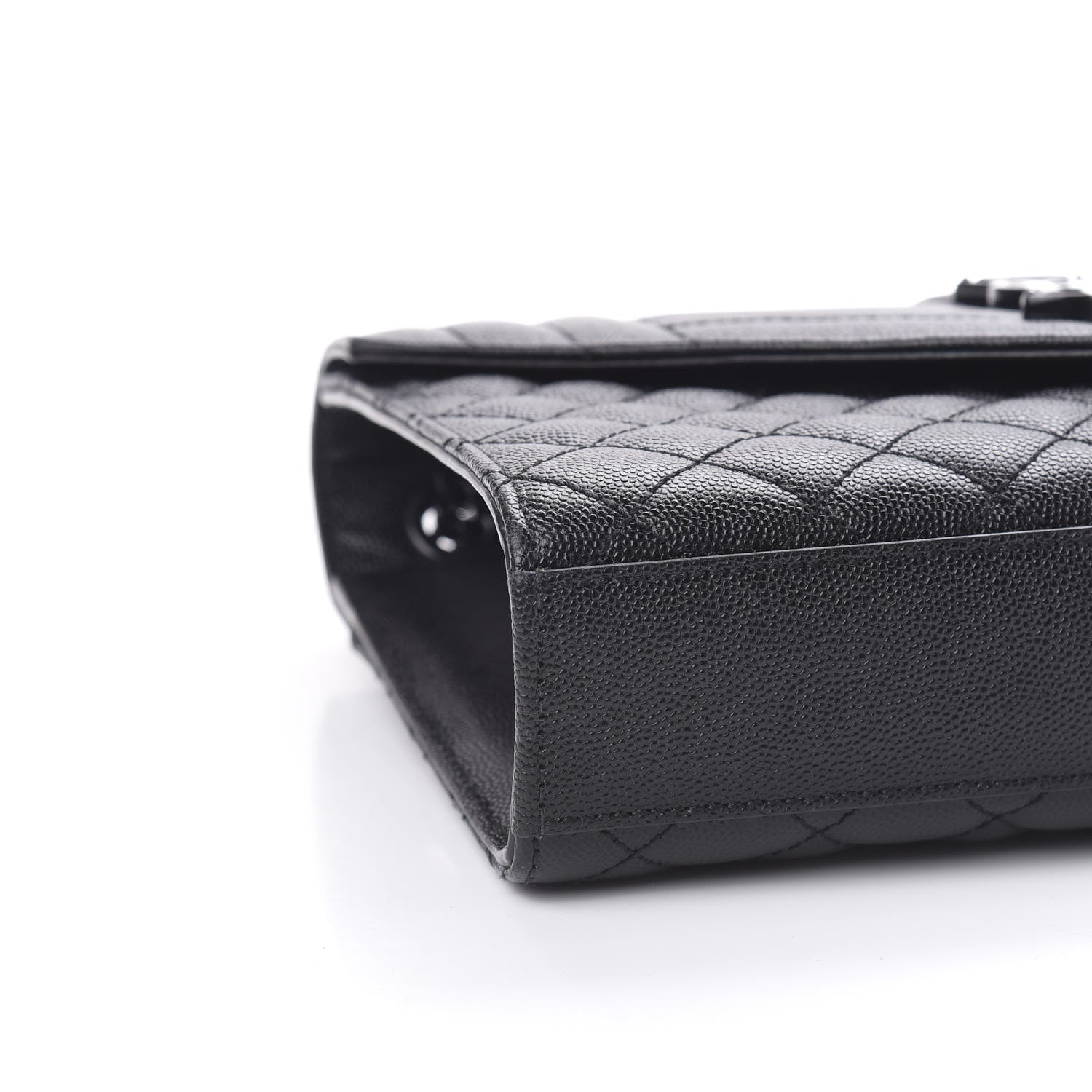 Saint Laurent Grain De Poudre Textured Mixed Matelasse Triquilt Medium Monogram Satchel Black 7 of 9