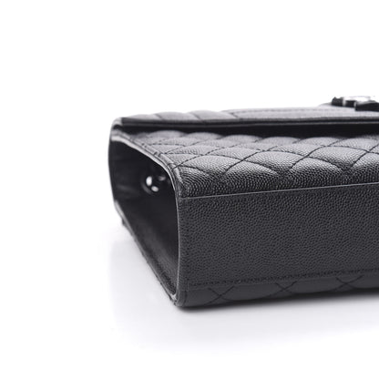 Saint Laurent Grain De Poudre Textured Mixed Matelasse Triquilt Medium Monogram Satchel Black 7 of 9