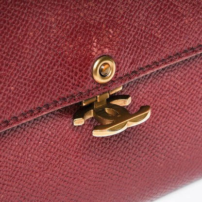 Chanel Grained Calfskin CC Flap Wallet Dark Red 10 of 10