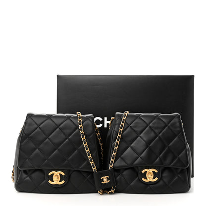 Chanel Lambskin Pearl Quilted Side Packs Black 11 of 11