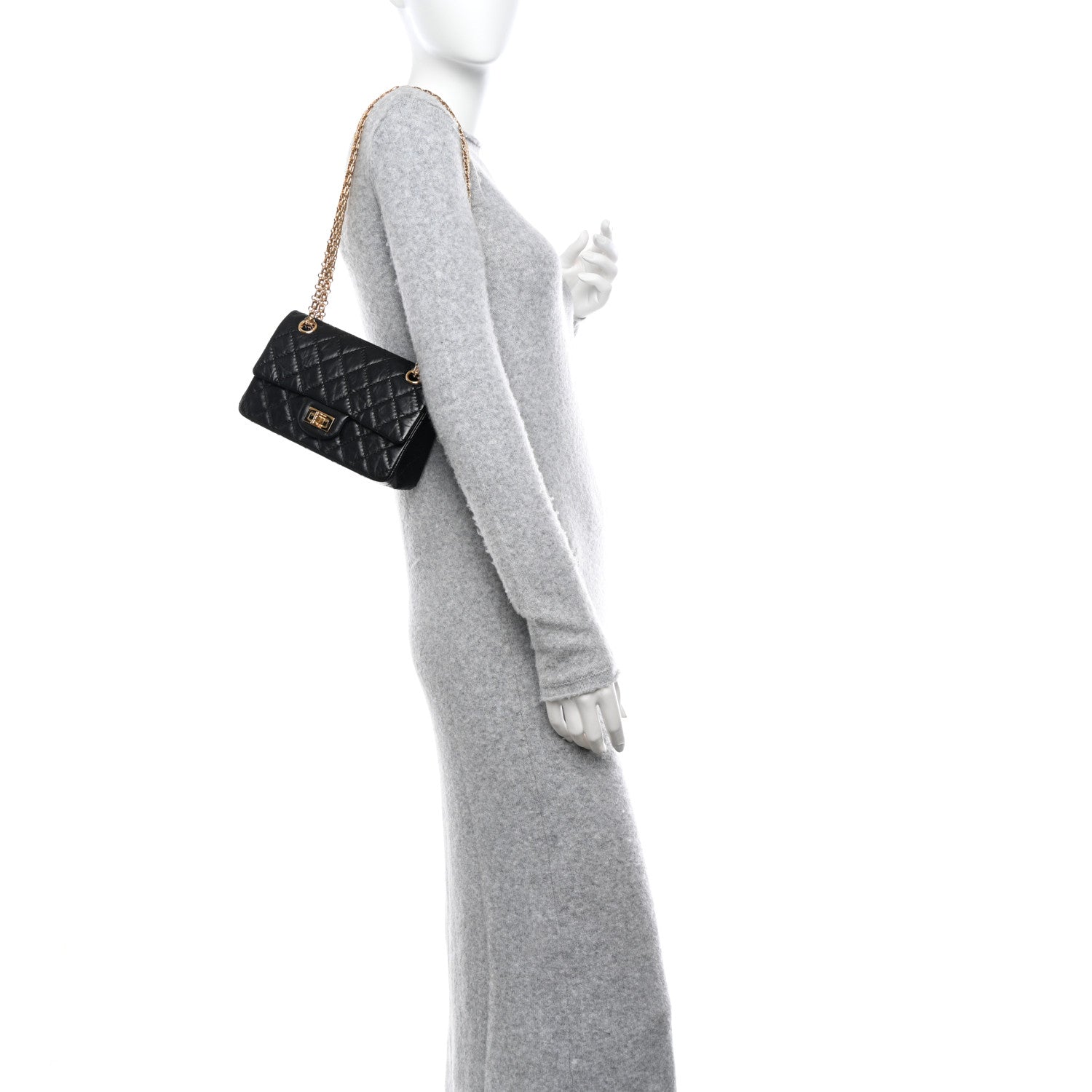 Chanel Aged Calfskin Quilted 2.55 Reissue Mini Flap Black 2 of 10