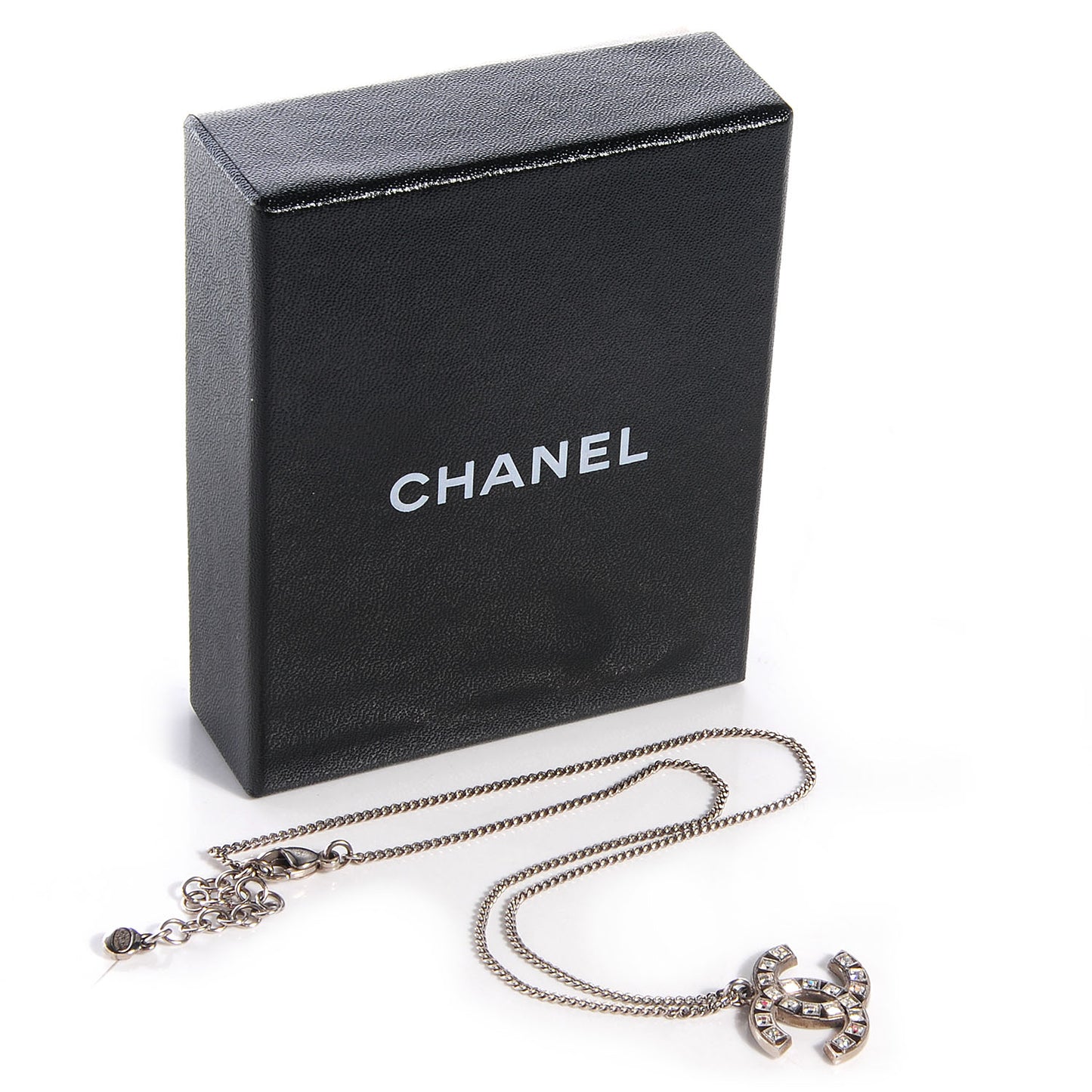 Baguette Crystal CC Necklace Silver